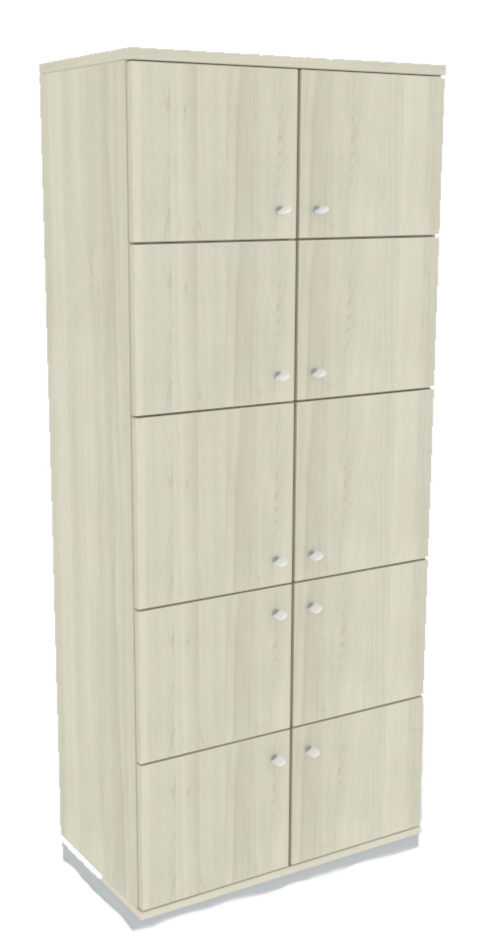 Beiger Prisma Schließfachschrank von Palmberg mit sechs abschließbaren Fächern für Büro oder Umkleide.